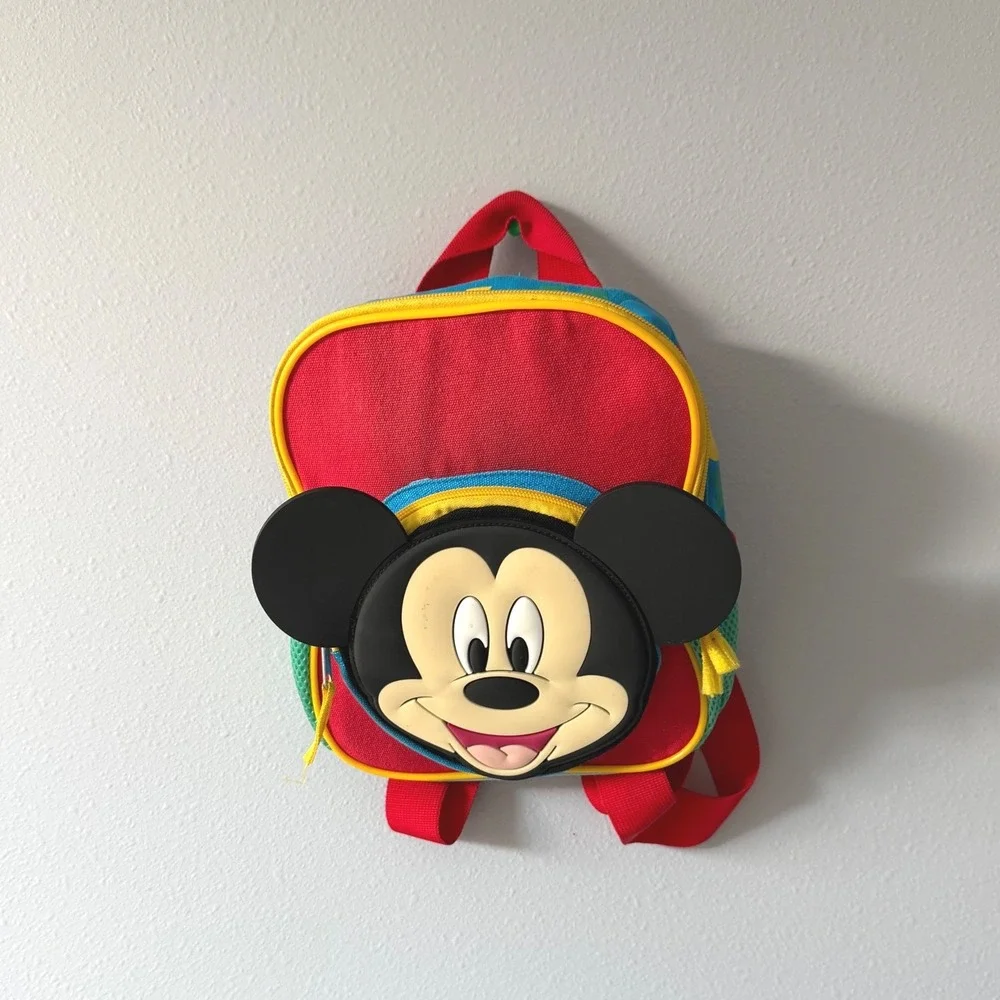 Disney Mickey Mouse Vintage Mini Backpack Red Blue Yellow Colorblock Kids Bag